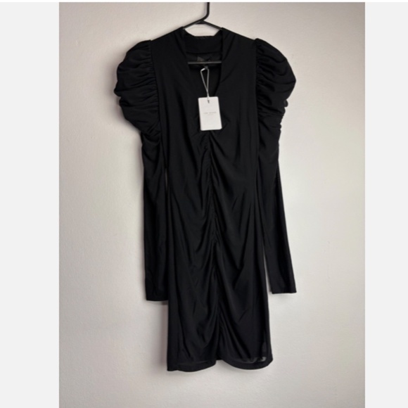 NWT Ted Baker London Cocktail Mini Dress Long Sleeve Plunge Bodycon Black Size 4 - Picture 5 of 8